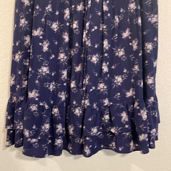 Elle Women Mini Dress Small Blue Lace Floral Contemporary Coastal Cowgirl Preppy - Picture 6 of 13